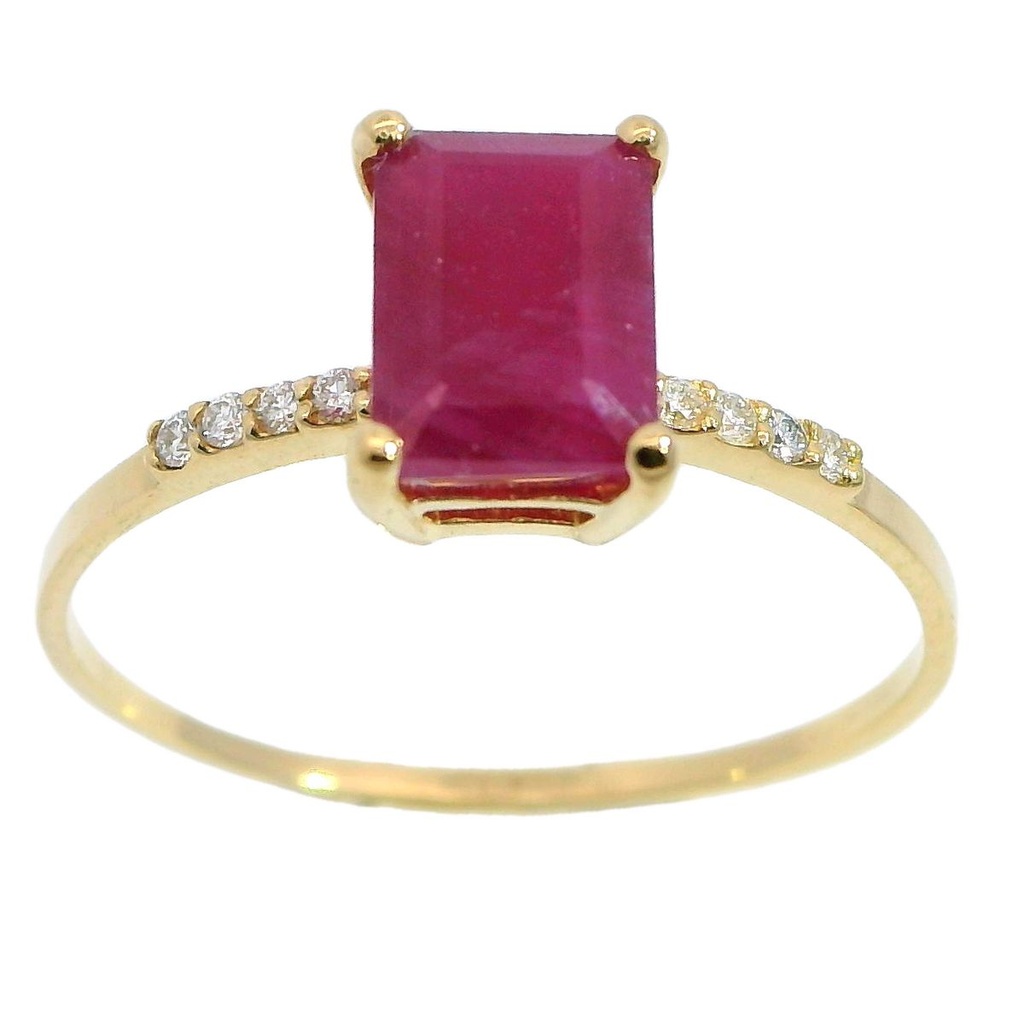 SORTIJA RUBI 7x5MM 0.98 CT 8 BRILLANTES 1MM H-SI 0.06