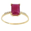 7x5MM(0.98 CT) RUBI AND DIAMOND RING.H-SI 0.06 CT TW 