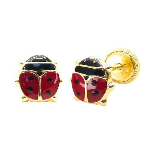 [7210] PENDIENTES MARIQUITA ESMALTE 6MM.ESPALDA FORRADA.ROSCA.