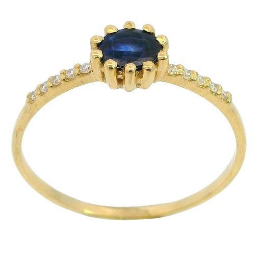 [B4156/SZ] RING 5x4MM OVAL SAPPHIRE AND 1MM 10 DIAMONDS H-SI 0.07 CT TW