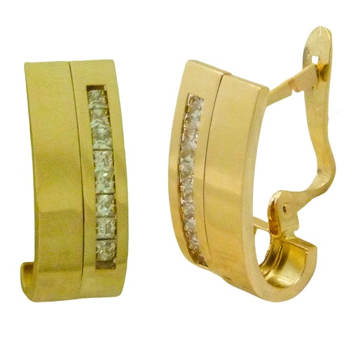 [4911] PENDIENTES MEDIO ARO CIRCONITAS CARRE.13x7MM.CATALAN.