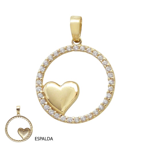 [5531] COLGANTE CIRCULO 15MM CON CIRCONITAS Y CORAZON.