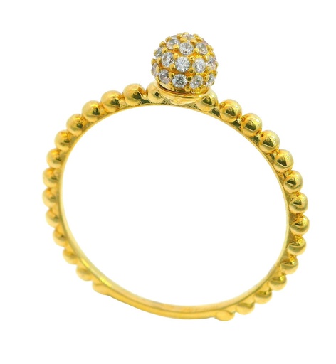 [4581] GOLD BALLS AND CZ BALL RING.