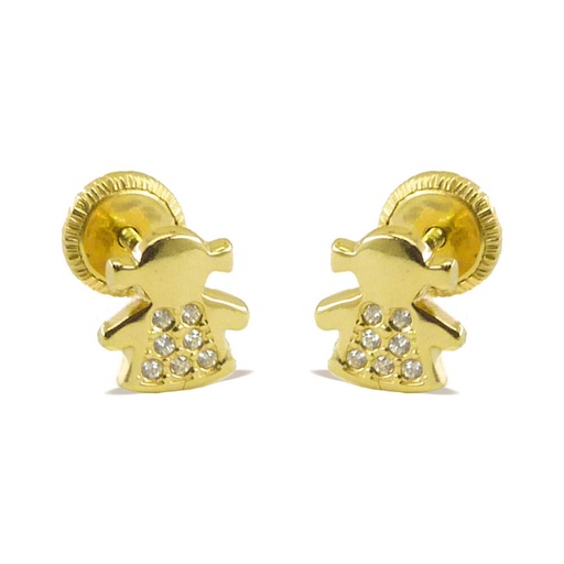 [3077] PENDIENTES SILUETA NIÑA MICRO ENGASTE.TORNILLO