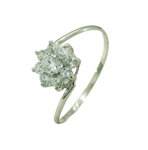 [7566/SB] WHITE GOLD CZ RENNET RING.