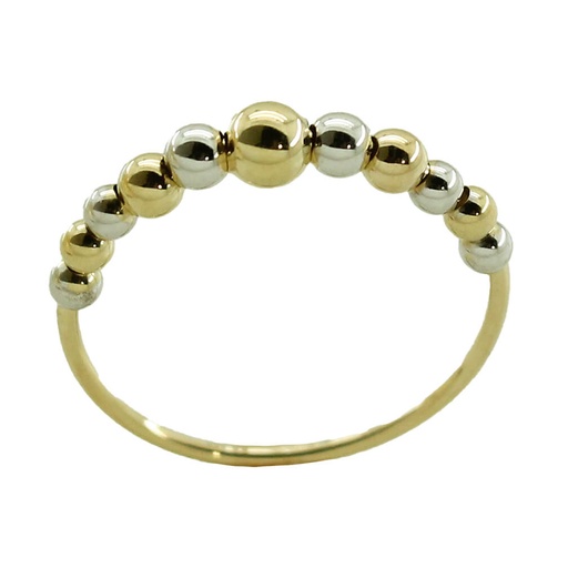 [5759] TWO TONE GOLD BALLS RING.