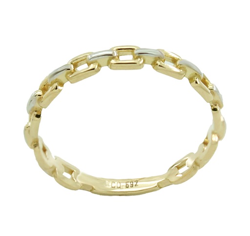 [5753] TWO TONE GOLD CHAIN RING.