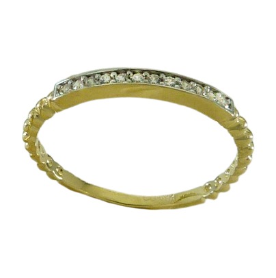 [3819] TWO TONE GOLD EARRING WITH CZ.