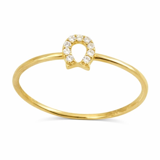 [4518] HORSESHOE RING WITH CZ.