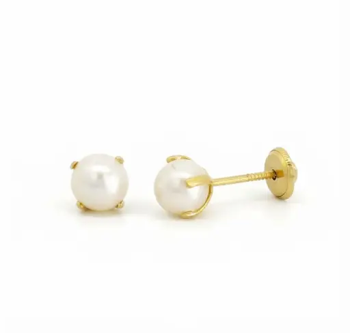 [7853] PENDIENTES PATILLA PERLA SHELL 3MM.ROSCA.