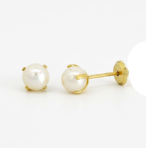 [7883] PENDIENTES PATILLA PERLA SHELL 4MM.TORNILLO Perla Cultivada