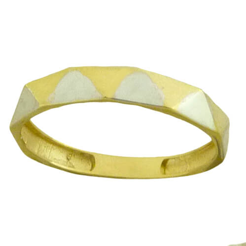 [4562] TWO TONE GOLD TRIANGLES  RING.