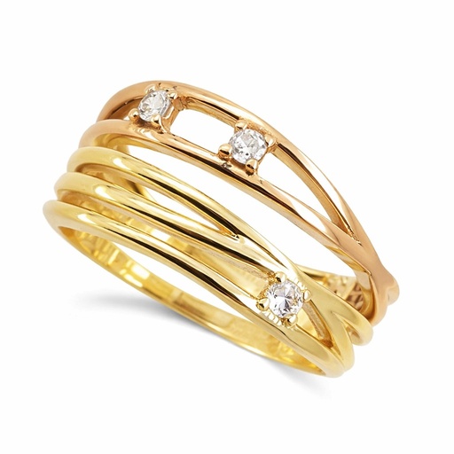 [4722] TWO TONE GOLD RING WITH CZ.