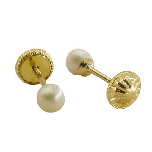 [9589] PENDIENTES PERLA ESFERICA 4/5MM.TORNILLO. Perla Cultivada