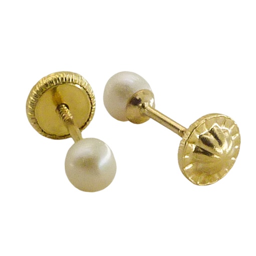 [9751] PENDIENTES PERLA ESFERICA 5/6MM.TORNILLO. Perla Cultivada