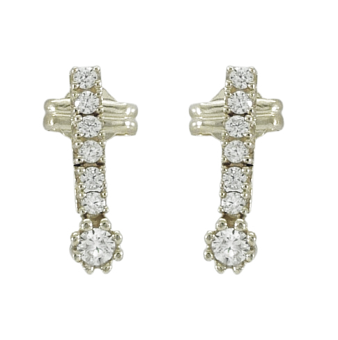 [3774B] PENDIENTES CIRCONITAS ORO BLANCO.18MM.