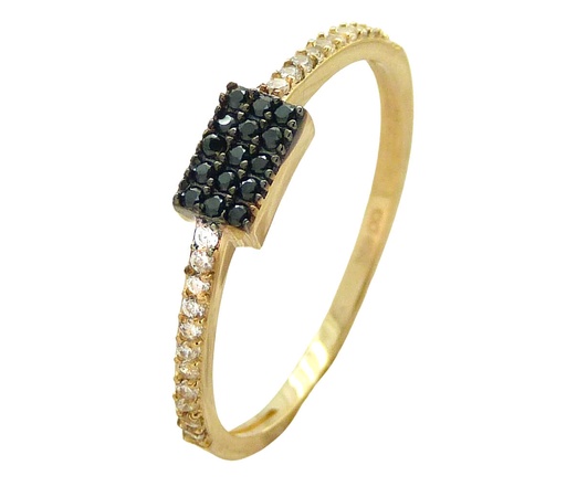 [5493] 6x4MM BLACK CZ SQUARE RING.