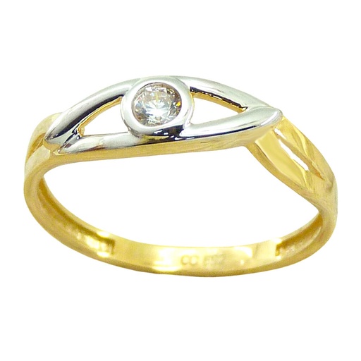 [5406] TWO TONE GOLD RING WITH CZ.