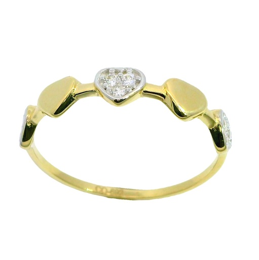 [4052] HEARTS RING WITH CZ.