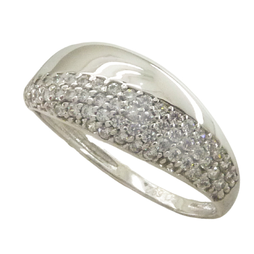 [3456B] SORTIJA ORO BLANCO CON CIRCONITAS EN BANDAS.