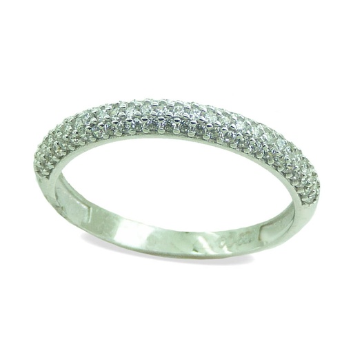 [3197] WHITE GOLD HALF ETERNITY RING WITH CZ.