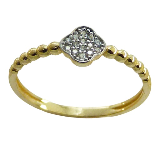 [5336] TWO TONE GOLD FLOWER RING WITH CZ.