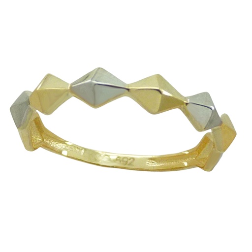 [5332] TWO TONE GOLD RHOMBUS RING.