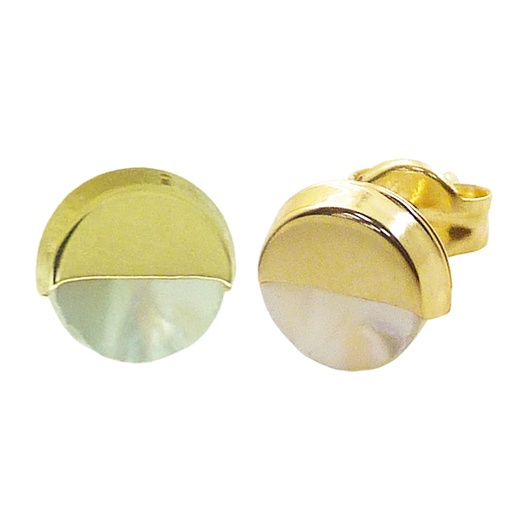 [5456] PENDIENTES REDONDOS CON  NACAR.8MM.PRESION