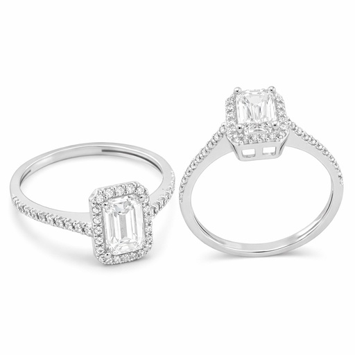 [5746] SORTIJA ORO BLANCO CIRCONITA RECTANGULAR 6x4MM.