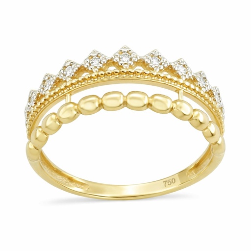 [5765] GOLD BALLS AND CZ RING.