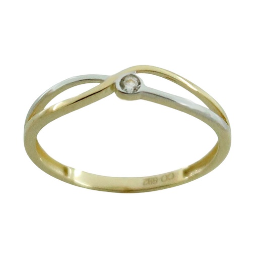 [5773] TWO TONE GOLD RING WITH CZ.