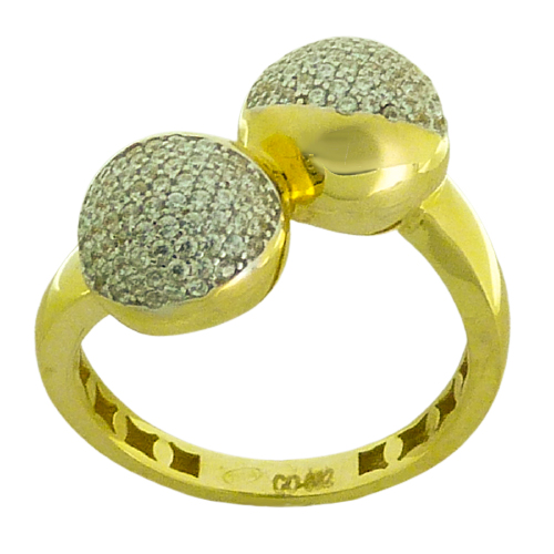 [4132] GOLD BALLS AND CZ RING.