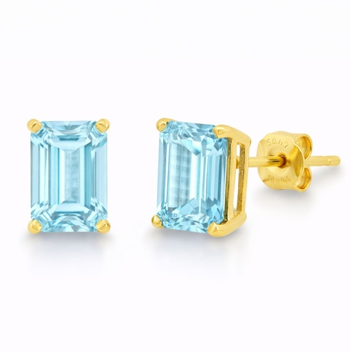 [3974A] 7x5MM.SKY BLUE STUD EARRINGS.
