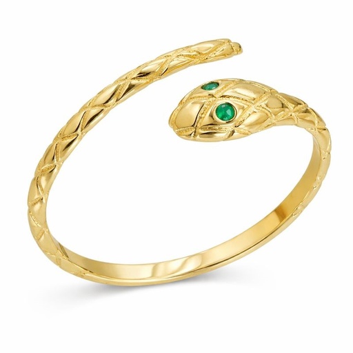 [5205] SORTIJA SERPIENTE CON CIRCONITAS VERDES