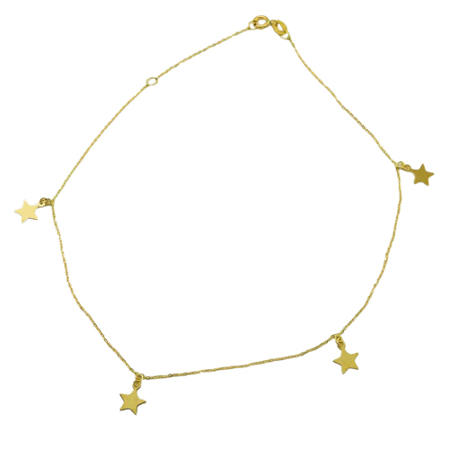 [4597T] 6MM STAR CHARMS ANKLET.25CM.