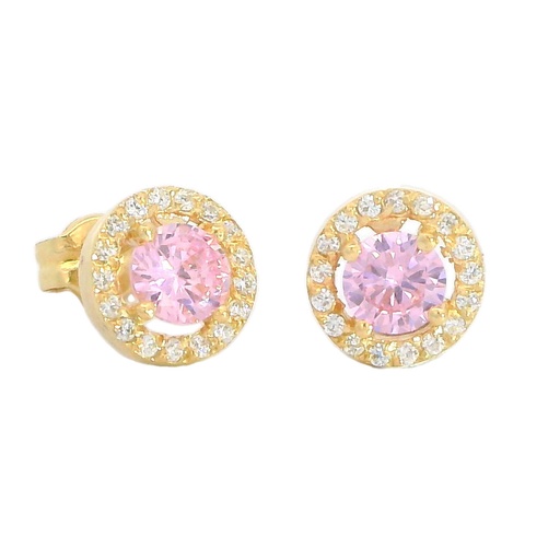 [5905R] 4MM PINK CZ EARRINGS.TOTAL SIZE 7MM.