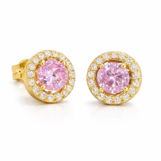 [5905R] PENDIENTES ORLA 7MM CENTRO 4MM PRESION ROSA