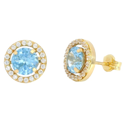 [5908A] FRINGE RING WITH 4MM AQUAMARINE COLOR CZ.