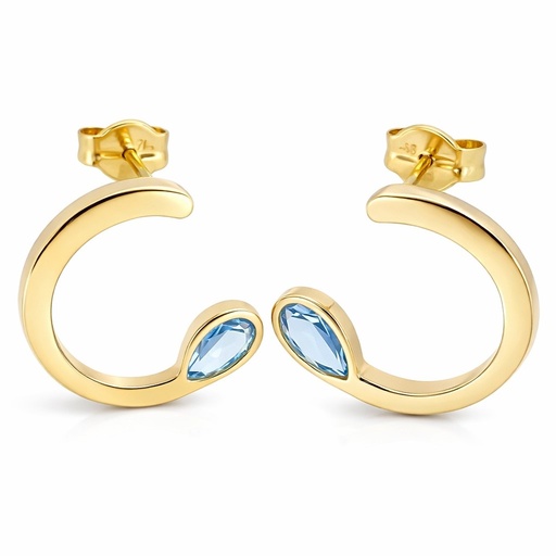 [5910A] PENDIENTES MEDIO CÍRCULO 12MM PIEDRA COLOR AGUA MARINA