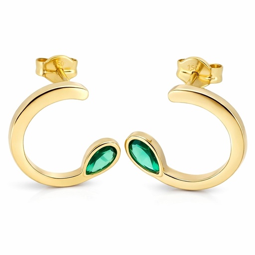 [5910E] PENDIENTES MEDIO CÍRCULO 12MM PIEDRA NANO ESMERALDA