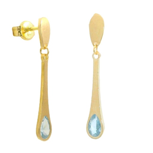 [5911A] DROP EARRINGS WITH AQUAMARINE COLOR STONE.24MM.