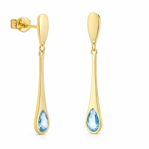[5911A] DROP EARRINGS WITH AQUAMARINE COLOR STONE.24MM.