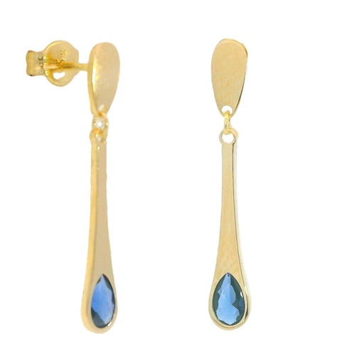 [5911Z] DROP EARRINGS WITH SAPPHIRE COLOR STONE.24MM.