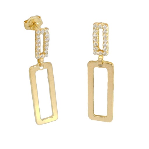 [5919] DOUBLE LINK EARRINGS WITH CZ.30MM.