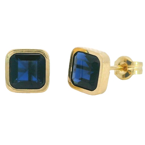 [5912Z] PENDIENTES CUADRADOS 6x6 MM PIEDRA NANO ZAFIRO