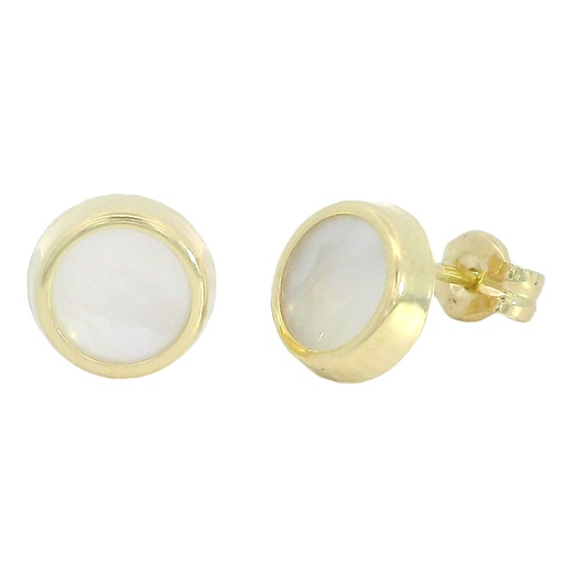 [5935] 6MM ROUND MOTHER OF PEARL EARRINGS.BUTTERFLY CLASP.