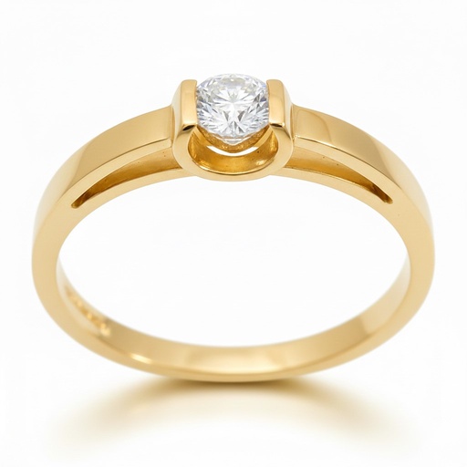 [B4017A/11] YELLOW GOLD SOLITAIRE RING WITH 3MM DIAMOND VS-H 0.11 CT.