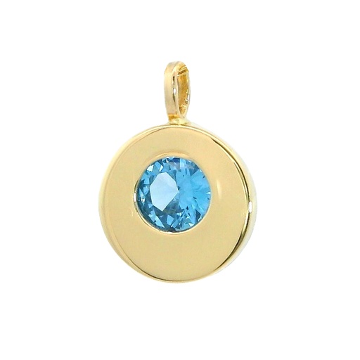 [5620/CA] 9MM ROUND PENDANT WITH AQUAMARINE COLOR STONE.