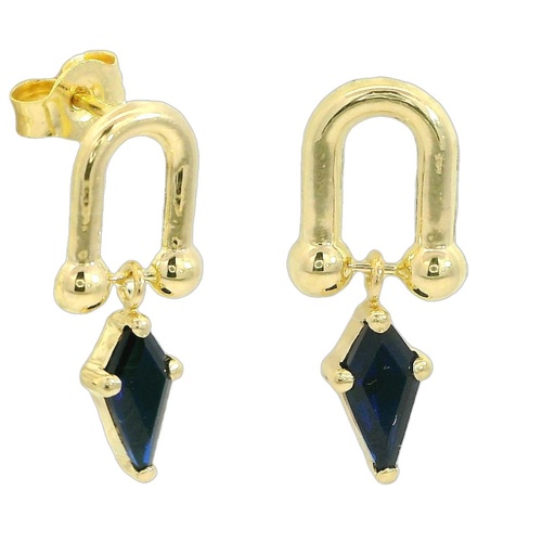 [5942Z] SAPPHIRE COLOR STONE "KITE" EARRINGS.11MM.