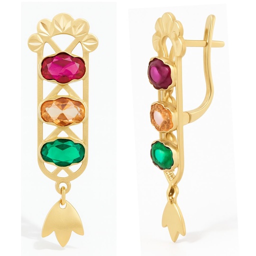[8563] 32x7MM LEVERBACK EARRINGS WITH COLORED CZ.